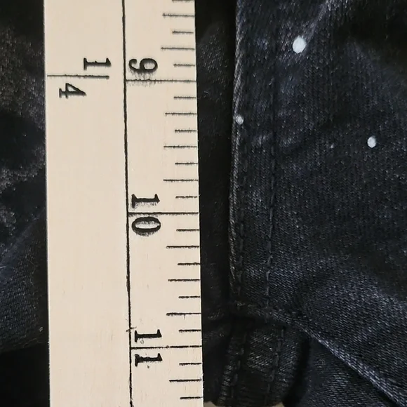 DNA Black Red Rhinestone Patchwork Distressed Jeans - Picture 8 of 9